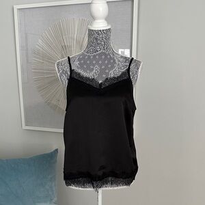 LOFT Black Lace Trim Cami Top NWT